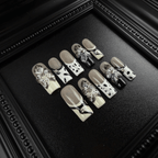 02 - Noah-UlightHandmade 3D floral French tip press on nails
