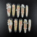 50 - Noah-UlightPastel floral stiletto press on nails with 3D flowers and silver charms