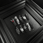 Black gothic press-on nail set with smoky translucent accentsa