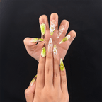 Matcha green and coffee gradient stiletto press-on nails
