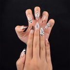 Ocean-inspired milky white almond press on nails with shell details