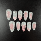Ocean Themed Press On Nails, Medium Almond Sea Life Design - Noah-UlightOcean Themed Press On Nails, Medium Almond Sea Life Design