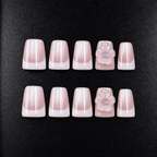 Pink flower press-on nails with 3D crystal accent